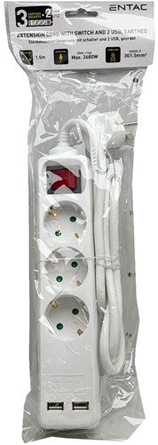 Entac tcd ra 3 V 1,5 m Kabel mit 2 x USB + Schalter weiß – 6872632