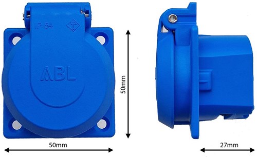 Enzo ABL Einbausteckdose IP54 blau mit Abdeckung 4681098