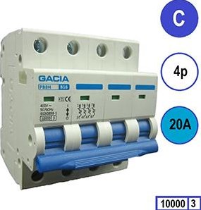 Enzo Gacia Installationsautomat 20a. C-Wagen 4p Gacia – 4517823