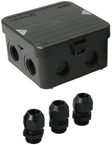 Enzo Kabelbox Attema AK1 | + 3 Kabelverschraubungen M20 IP65 schwarz - 4034021