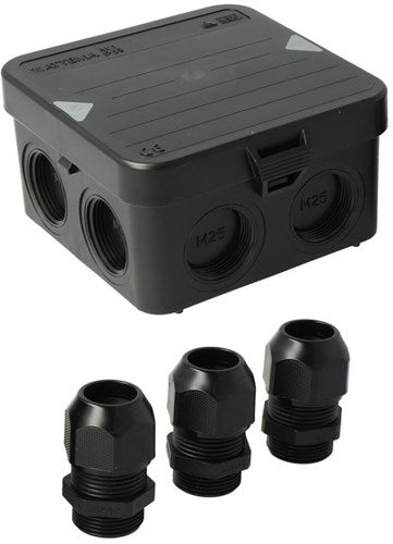 Enzo Kabelbox Attema AK1 | + 3 Kabelverschraubungen M25 IP65 schwarz - 4034023