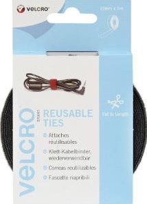 Enzo Klettband, schwarze Rolle, 5 Meter lang, 10 mm breit, 4100250