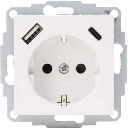 Enzo kopp hk07 weiße Einbausteckdose | RA + USB + USB-C – 4622116
