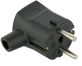 Enzo Schutzkontaktstecker abgewinkelt schwarz mit Tülle 6140690