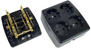 Enzo Tischsteckdose RA 4V eckig schwarz VPE 6871920