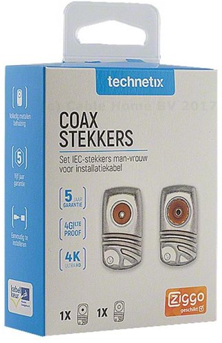 Enzo Technetics Set mit 2 Koaxialsteckern, abgewinkelt, Metall, 4 g – 2074010