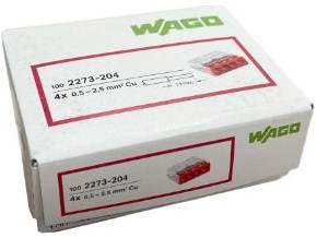 Wago Schweißklemme 4-fach 0,5-2,5qmm tra rot 2273-204 | 100 Stk