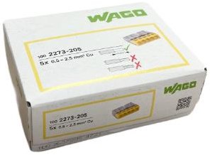 Wago Schweißklemme 5-fach 0,5-2,5qmm tra gelb 2273-205 | 100 Stk
