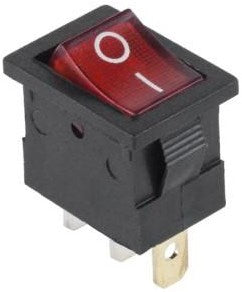 Enzo Wippschalter 1p Ein-Aus klein schwarz rot beleuchtet 7430715