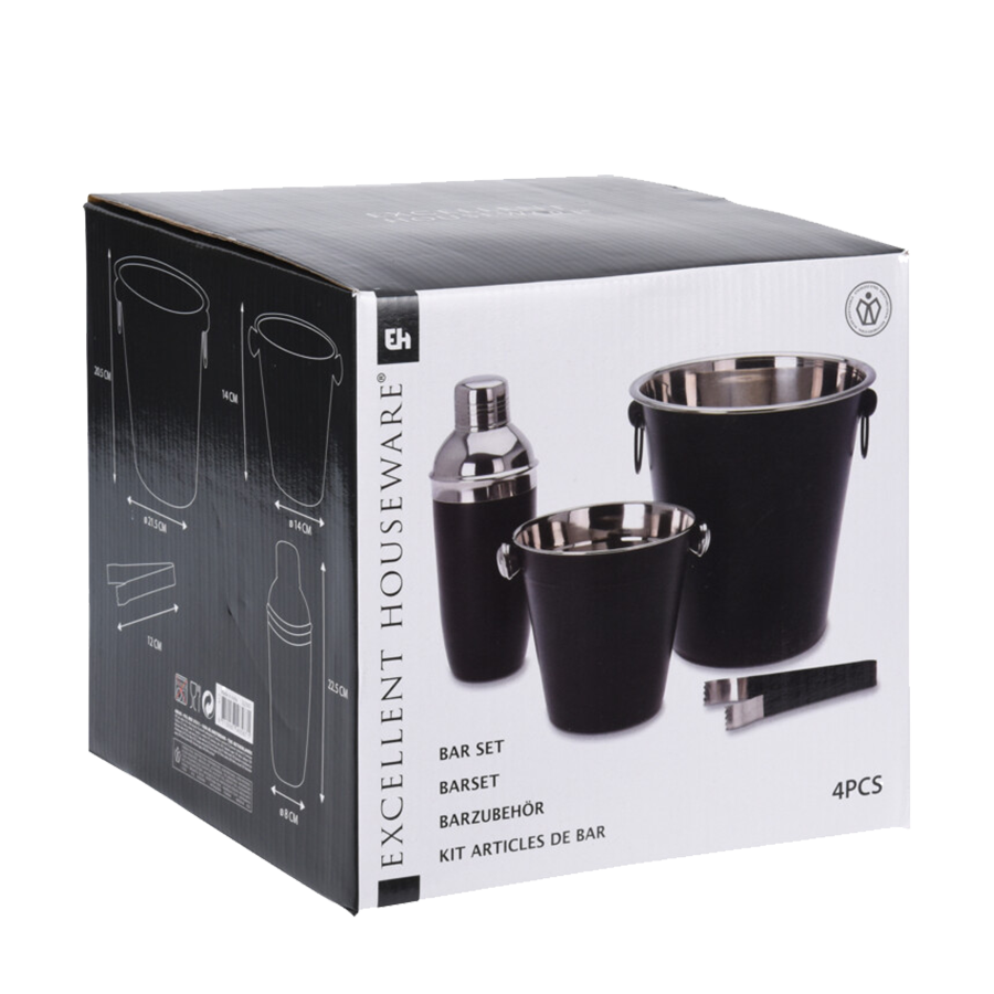 Ausgezeichnete Haushaltswaren-Hauswaren 4-teiliger Cocktail-Set fleckenfreier Stahl mattschwarz