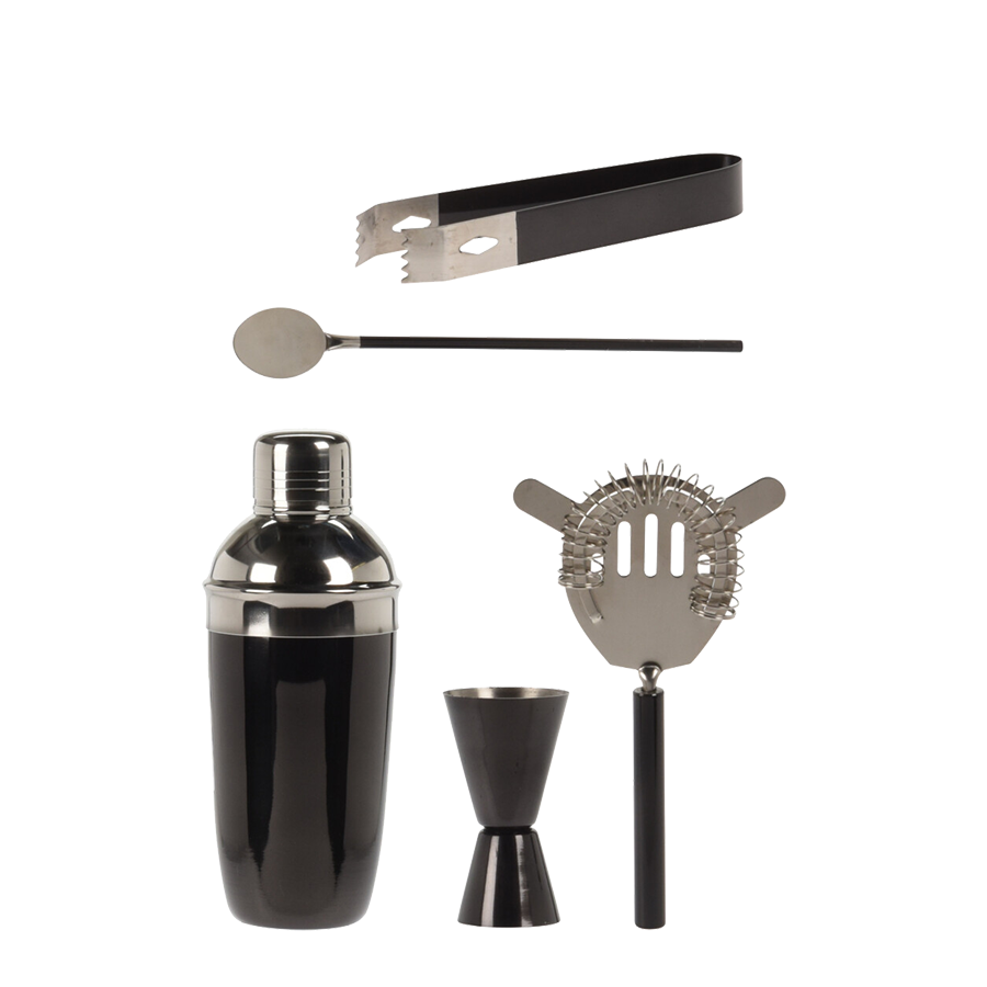 Excellent Houseware Cocktailshaker-Set schwarz 5-teilig