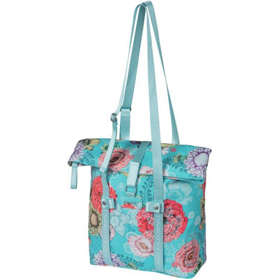 Basilikum Bloom Field Bicycle Shopper, recycelte Kappe, wasserdichtes, verstellbares Schultergurt, Laptop-Fach, 15-20L, Himmelblau
