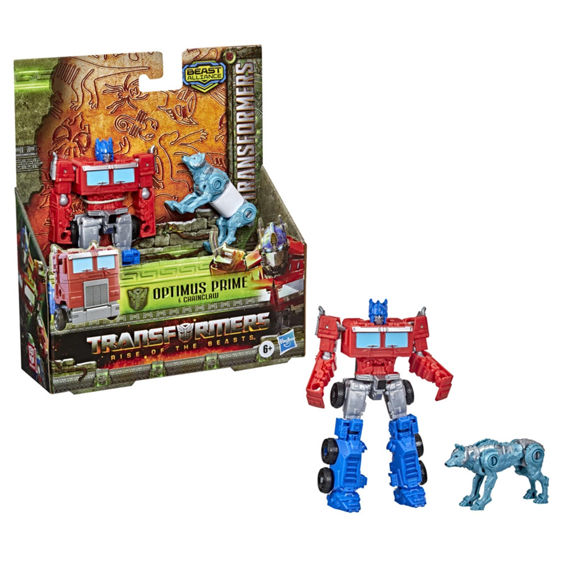 Hasbro -Transformatoren Aufstieg der Bestien Weaponizer Actionfiguren Optimus Prime ChincClaw