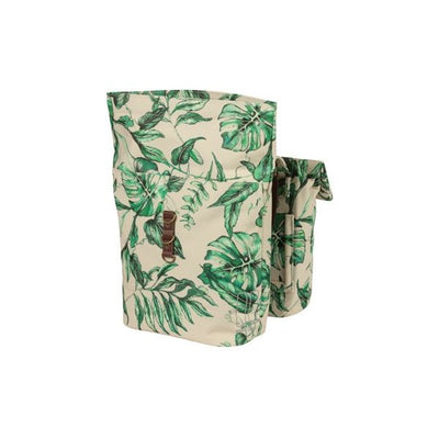 Basil Ever-Green Doppel-Fahrradtasche, recyceltes PET, wasserabweisender Faltverschluss, Unisex, Fahrrad, Sandschalenbeige