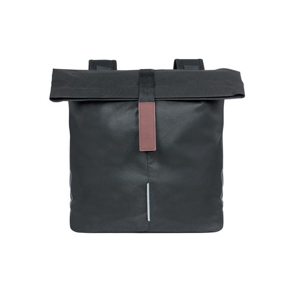 Basil City Doppel-Fahrradtasche - wasserabweisendes Polyester - schwarz - Universal Bridge System - 28-32L