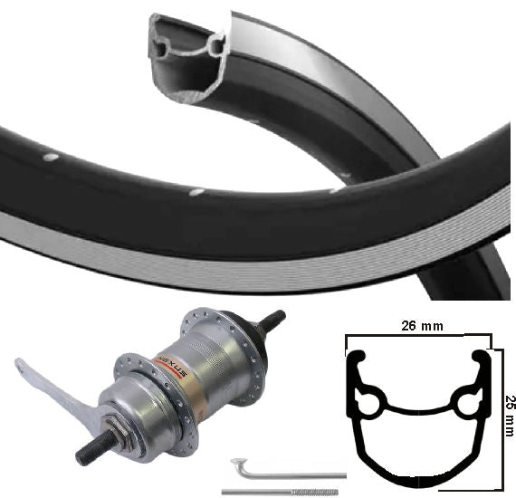 KGs Hinterrad 28 Zoll (622) Stratosvelg Black Silber Nexus 3 Bremsnabe