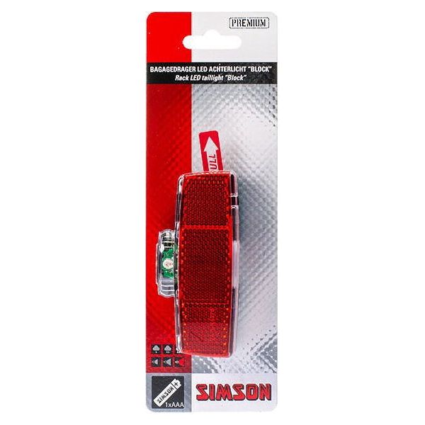 Rücklicht Block led Batterie Gepäckträger rot