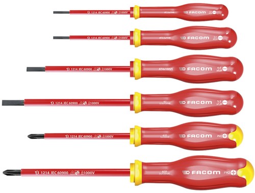 FACOM-Set mit 6 1000-V-Schraubendrehern, Schlitz-PH – atpve.j6pb