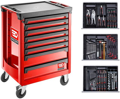 Facom Spotlightbnl Roll.8m3a gefüllter Werkzeugwagen rot – Spotlightbnl