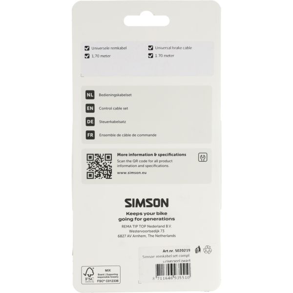 Simson Bremskabelsatz komplett universal schwarz