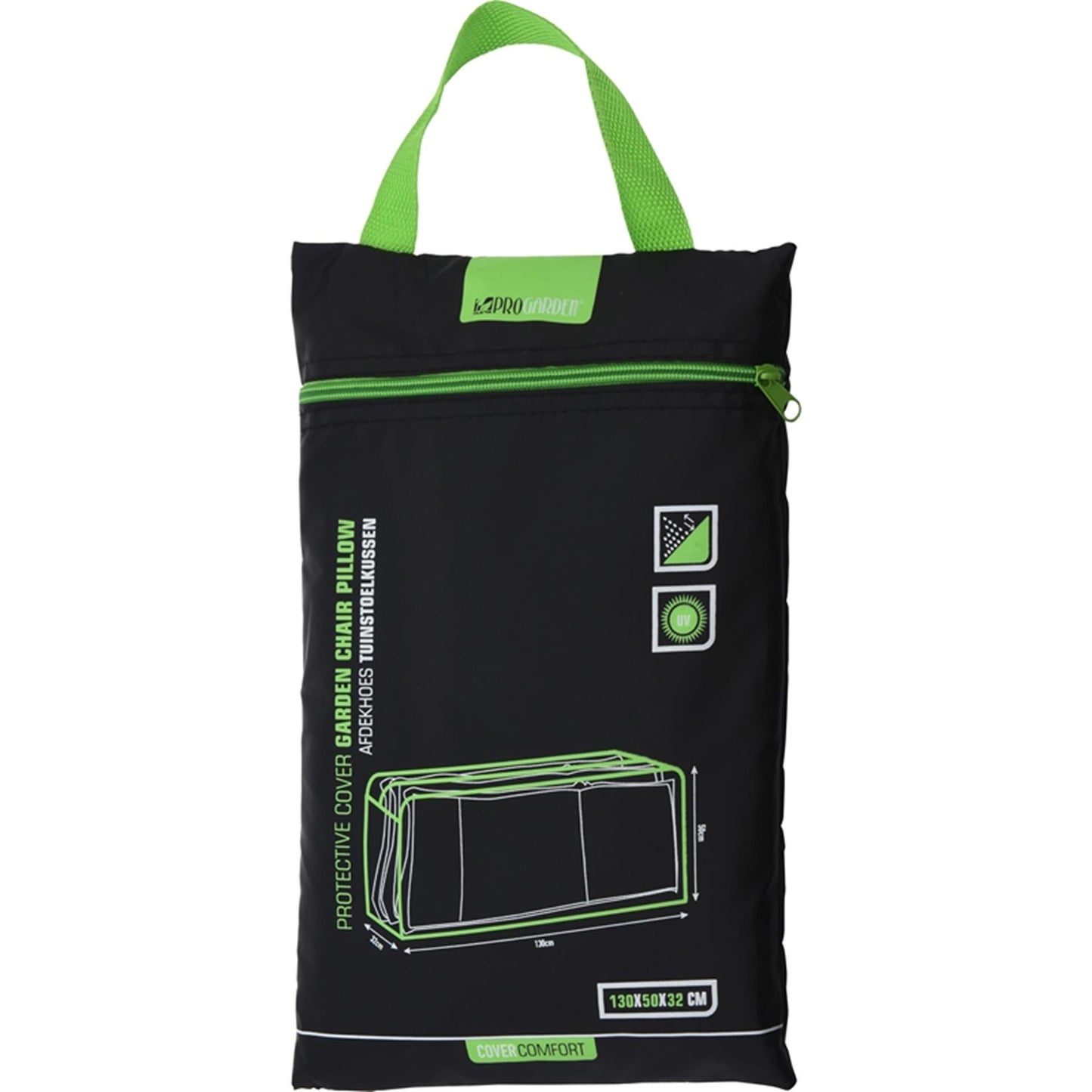 Pro -Gartengarten -Gartenkissen -Abdeckung 130x50x32 Schwarz