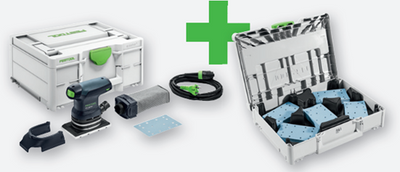 Festool RTS 400 REQ GR SYS P Exzenterschleifer | systainer 3 - 578205 gefüllt mit Körnchen-Schleifpapier