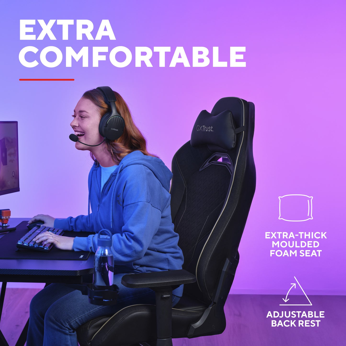 Trust GXT 721 Ruya Pro Premium bequemer Gaming-Stuhl (Schwarz Gelb)