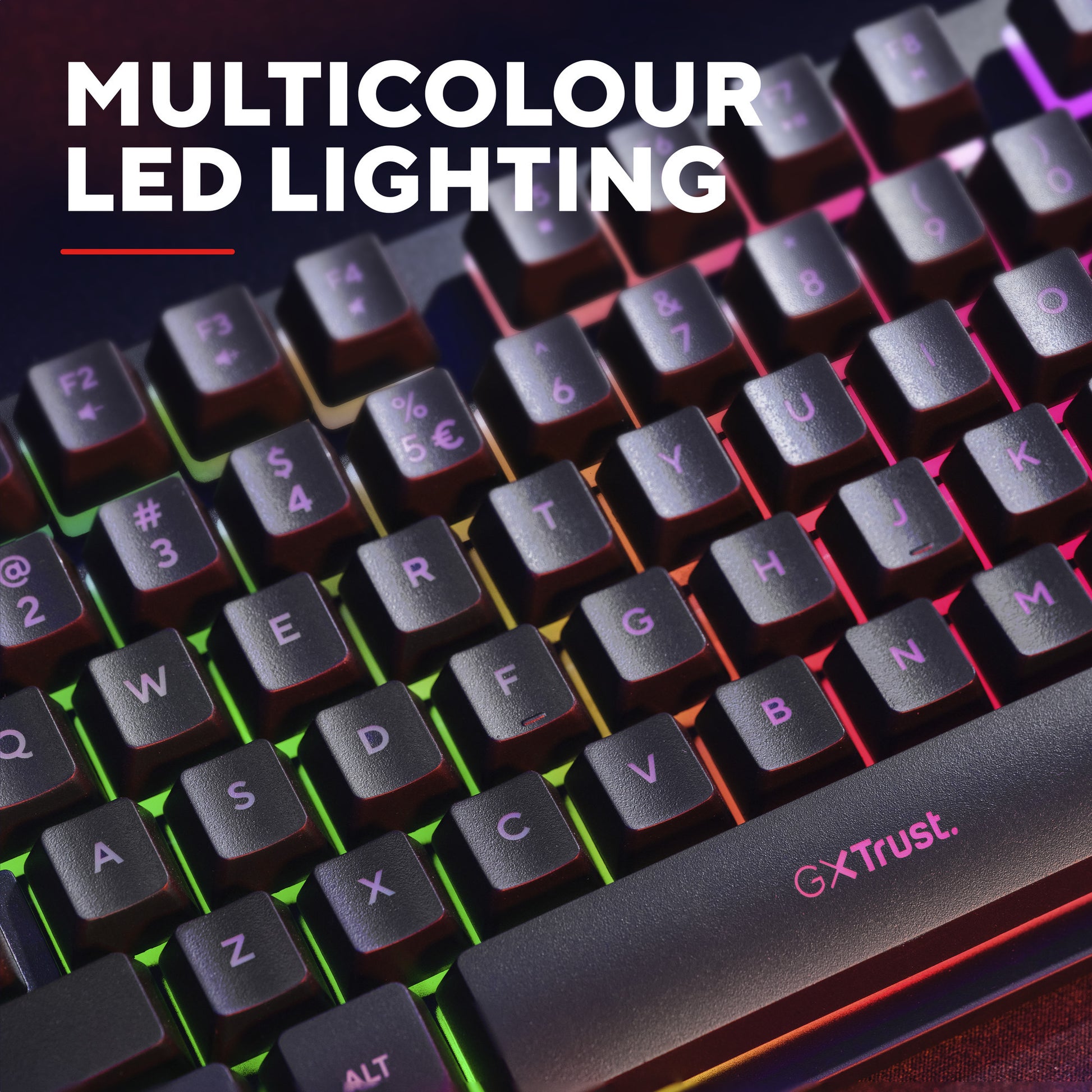 Trust GXT 833 Thado-Tastatur mit TKL-Beleuchtung, Gaming-Tastatur (schwarz, US-Layout, 80 % (TKL), RGB)