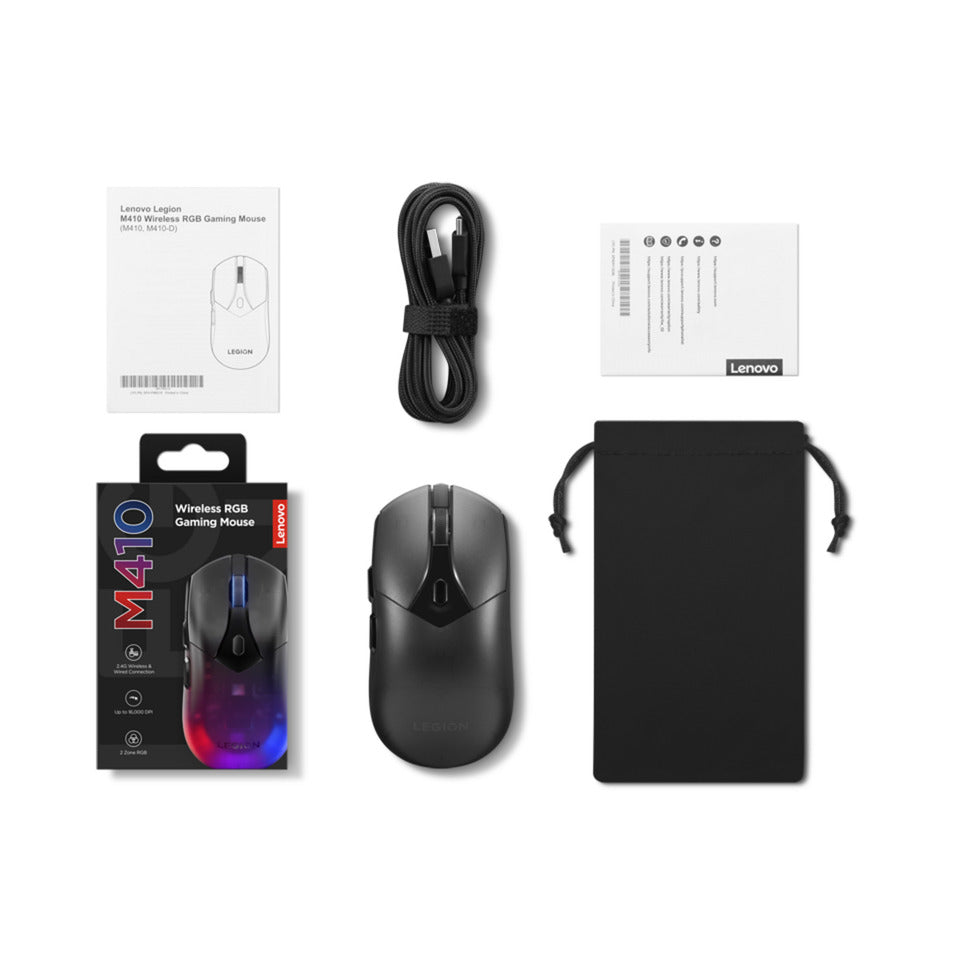 Lenovo Legion M410 Kabellose RGB-Gaming-Maus (Schwarz, 16.000 DPI, RGB, 2,4 GHz USB)