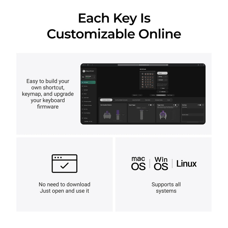 Keychron Q0 HE QMK Wireless Custom Number Pad RGB mechanischer Numpad (schwarz, US-Layout (QWERTY), Gateron Double-Rail Magnetic Nebula, Hot-Swap, RGB, Double-Shot PBT-Tastenkappen)