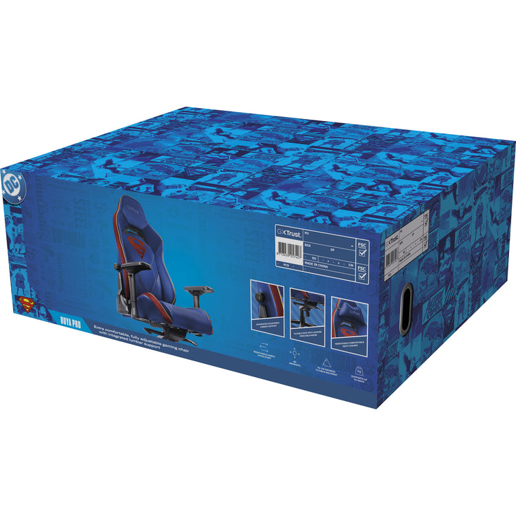 Trust GXT 721SM Ruya Pro Premium bequemer Gaming-Stuhl (Blau Rot)