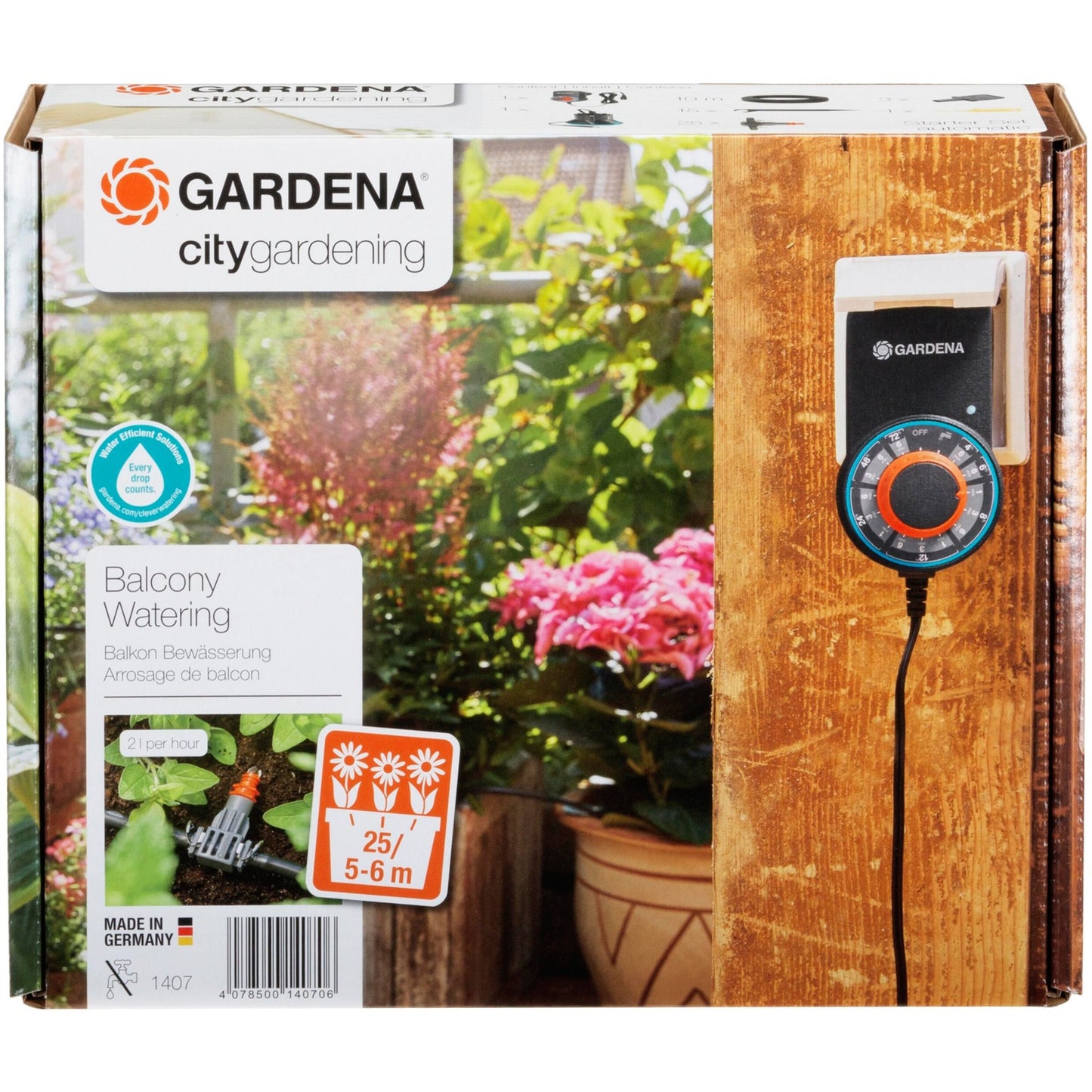 Gardena -Set für vollautomatische Blumenboxsprühen