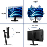 Philips 24b2u3601 00 23,8 Monitor (schwarz, HDMI, Display-Port, USB-C, LAN, Audio, 120 Hz) - afbeelding 10