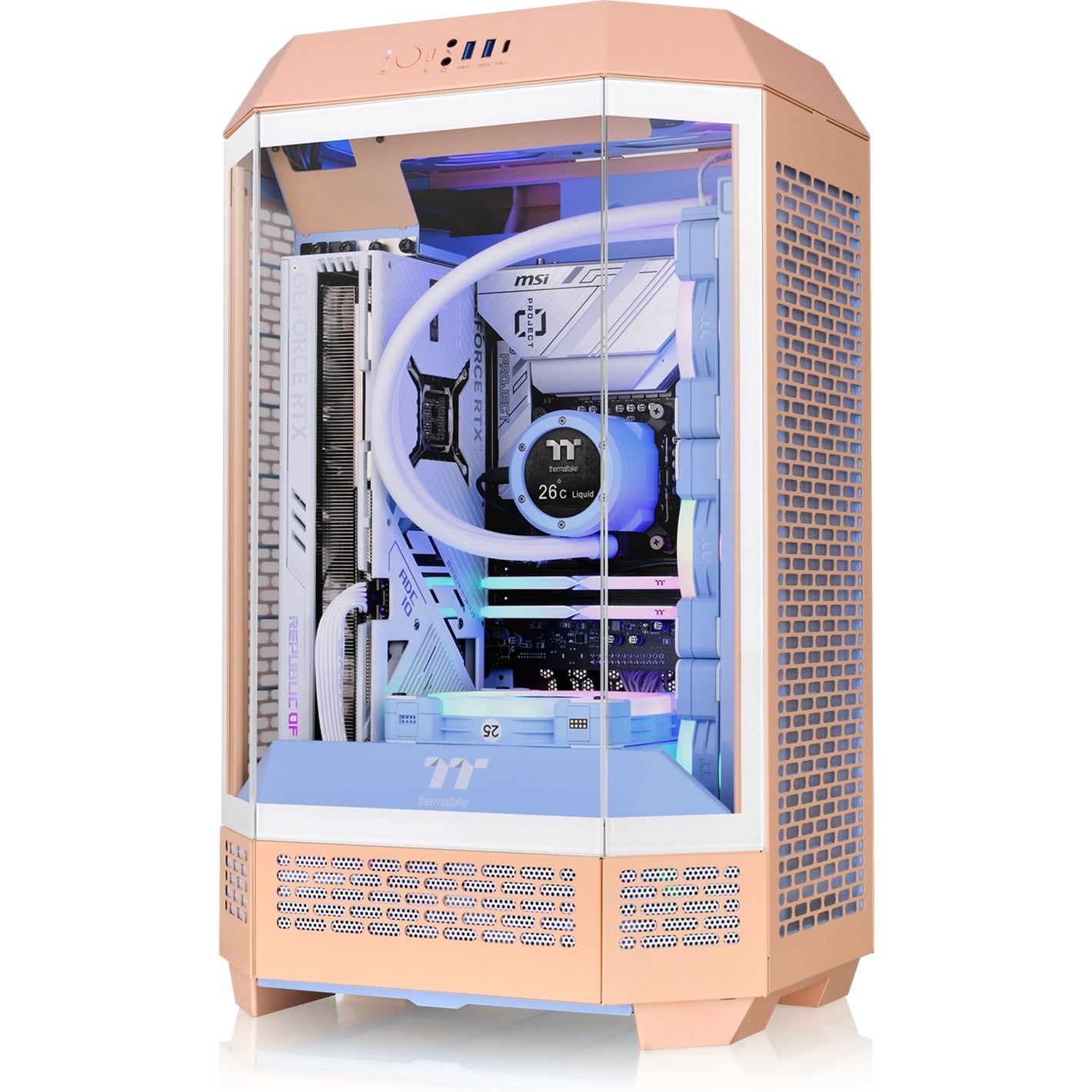 Thermaltake the Tower 300 – Peach Fuzz Mini-Tower-Gehäuse (Pfirsich | 3x USB-A | gehärtetes Glas)