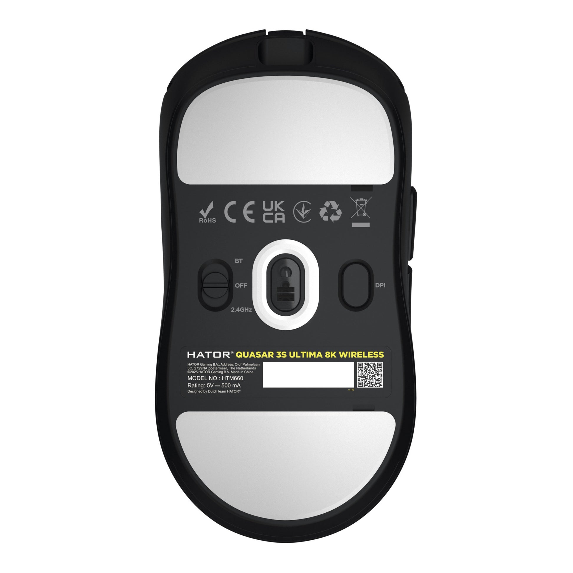Hator Quasar 3S Ultima 8K Kabellose Gaming-Maus (Schwarz, 30.000 DPI, 2,4 GHz Bluetooth USB)