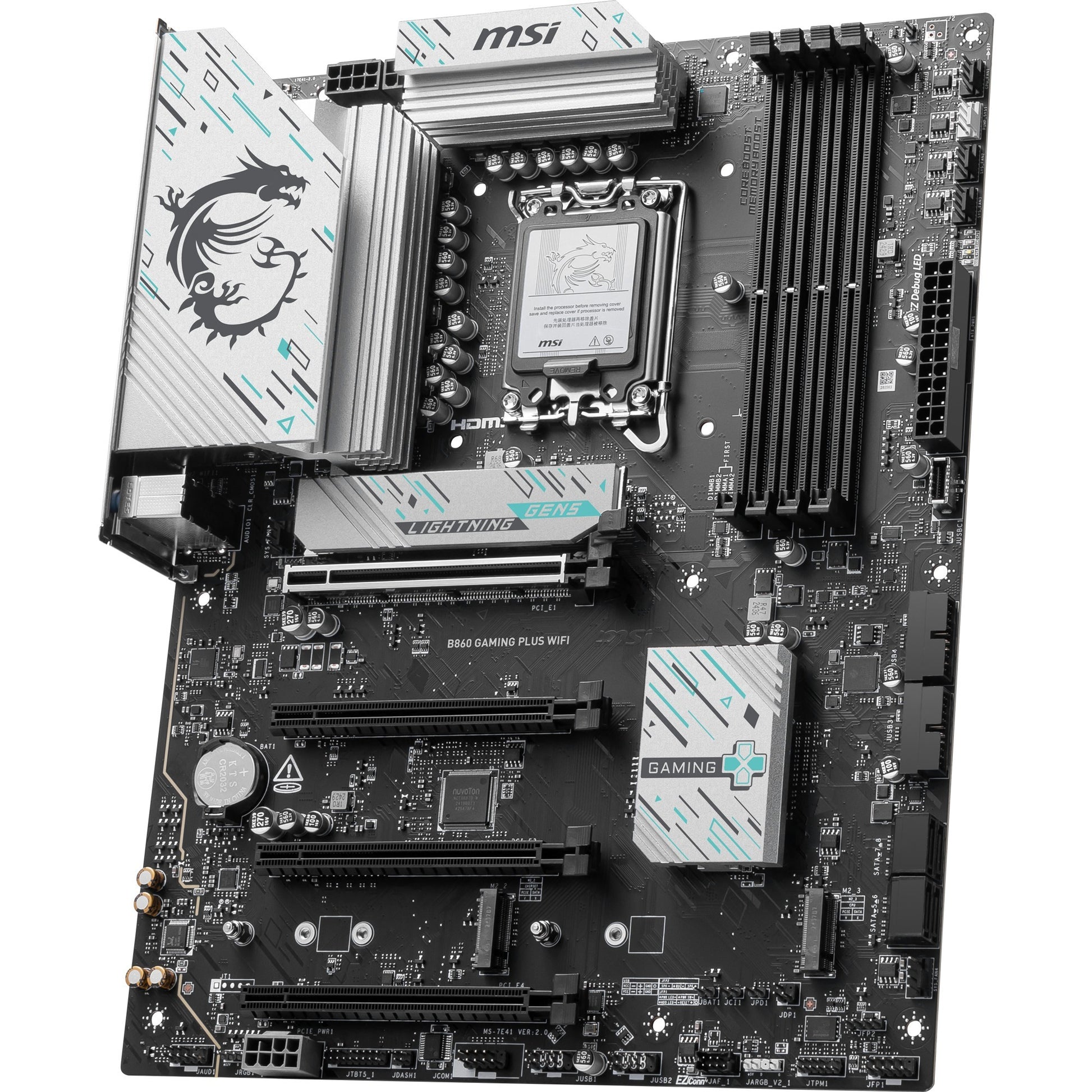 MSI B860 Gaming Plus WiFi Sockel 1851 Motherboard (RAID, 5GB-LAN, WiFi 7, BT, Sound, ATX)