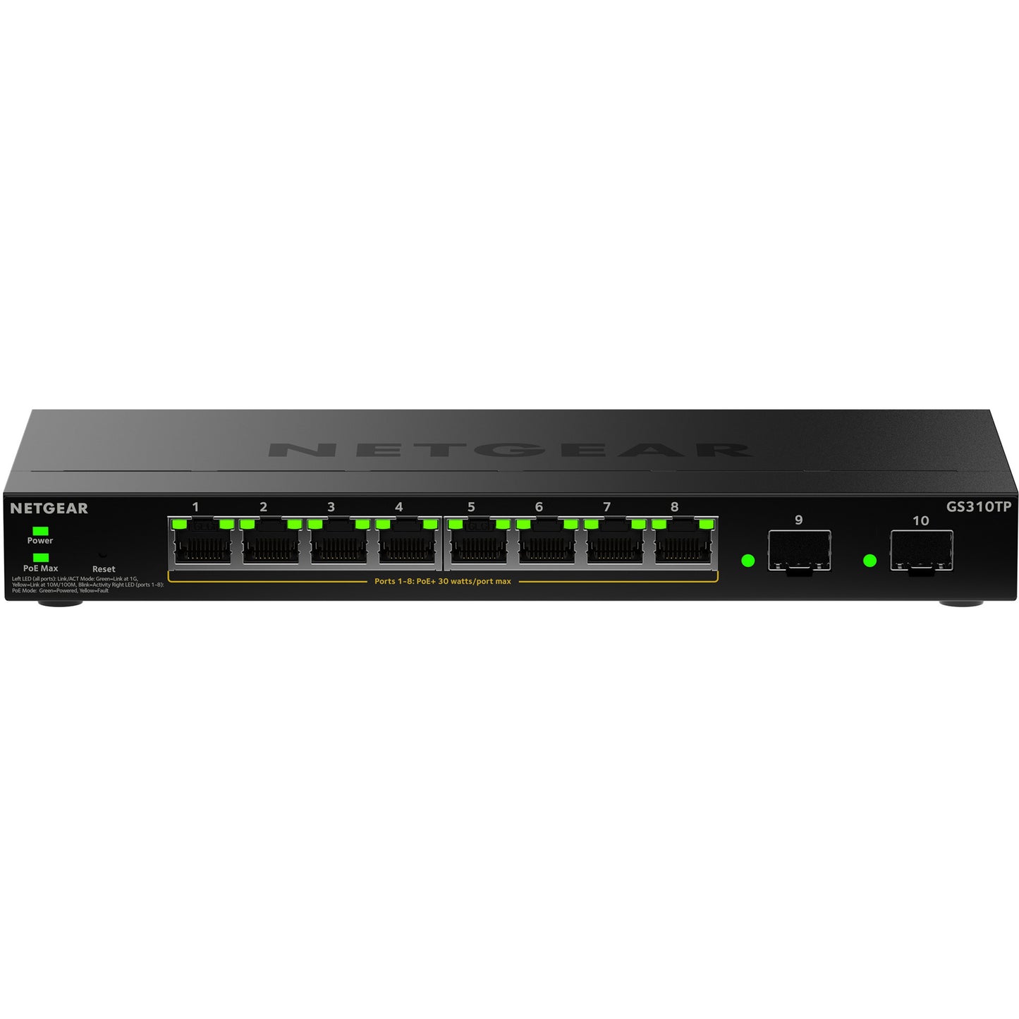 Netgear gs310tpv2 Switch (schwarz, 55w PoE-Budget)