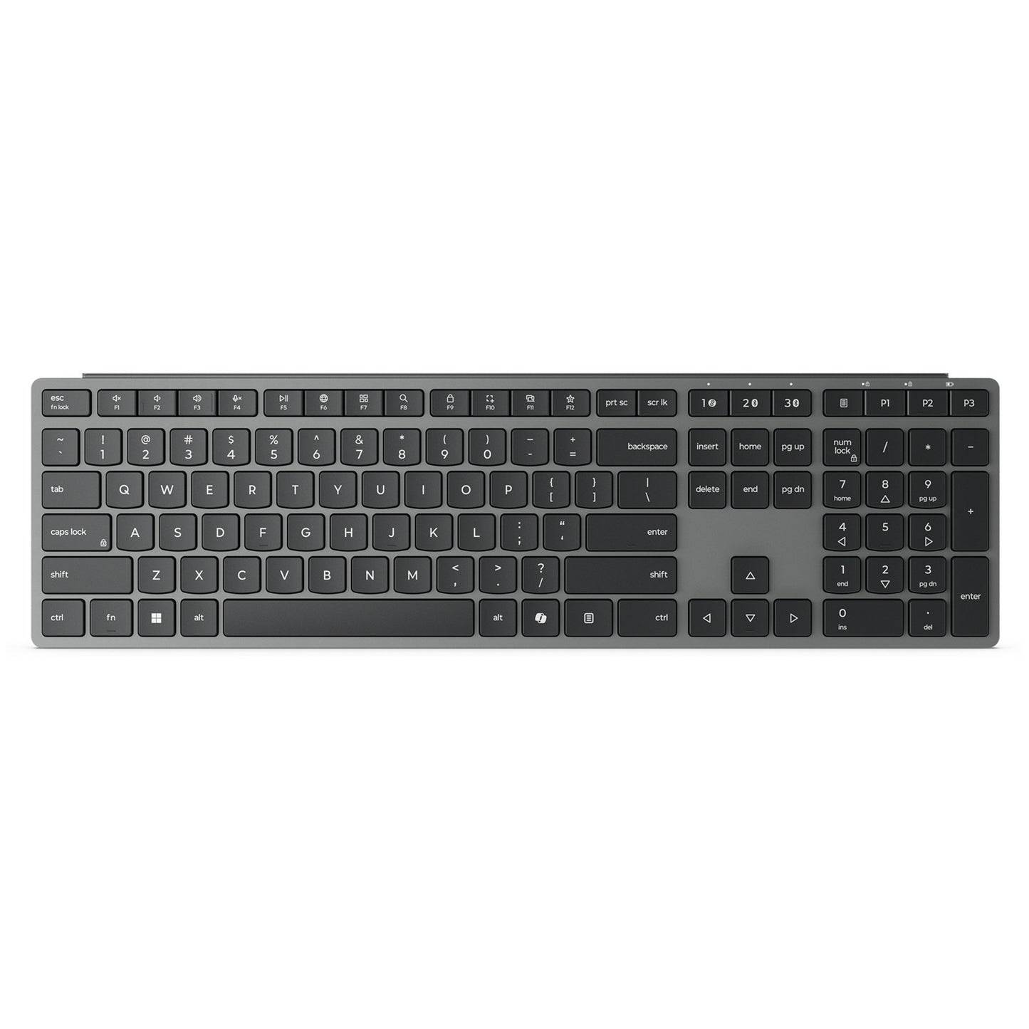 Lenovo 700 moderne kabellose Multi-Geräte-Tastatur – US Euro103P Desktop-Set (grau, 100 %, 2,4 GHz, Bluetooth)