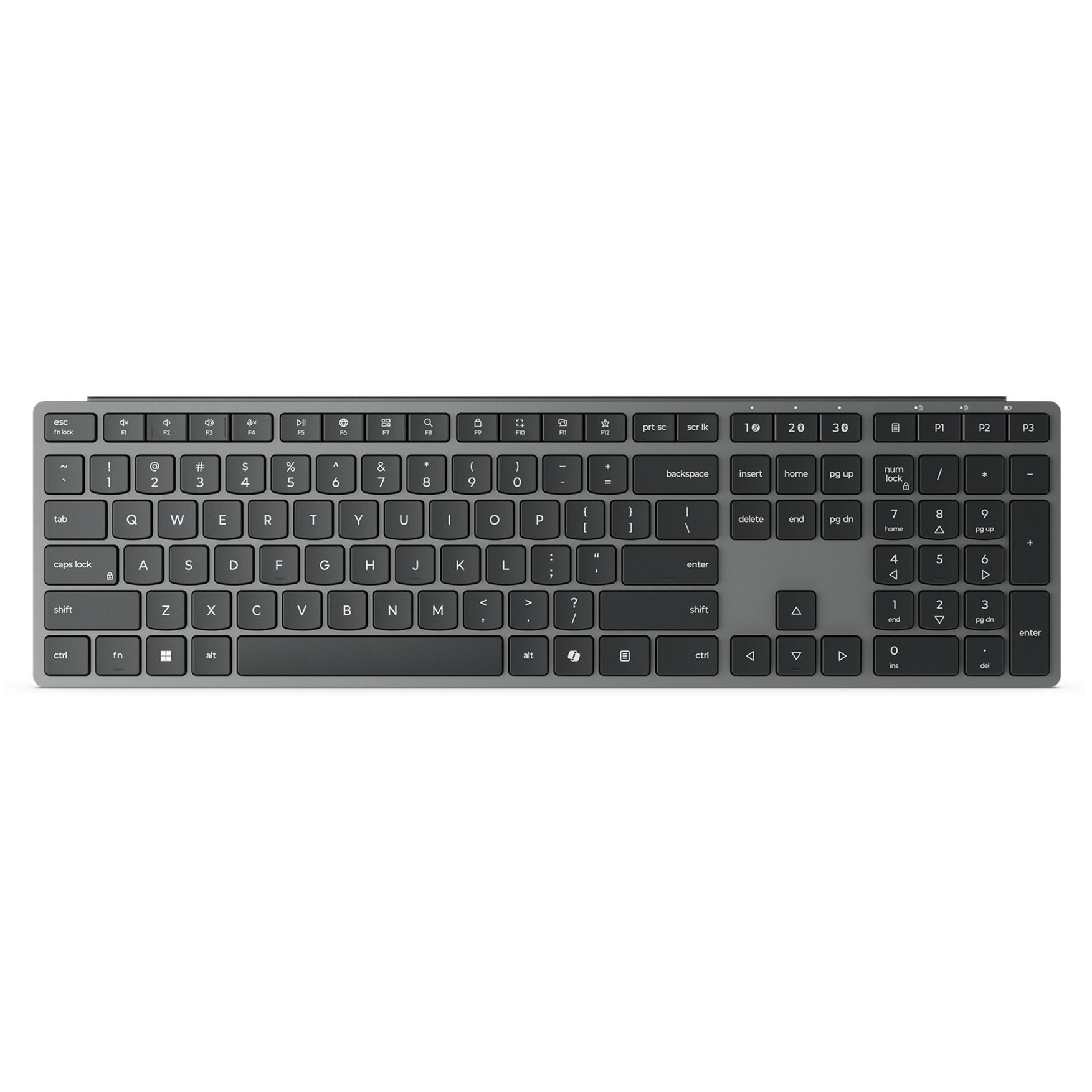 Lenovo 700 moderne kabellose Multi-Geräte-Tastatur – US Euro103P Desktop-Set (grau, 100 %, 2,4 GHz, Bluetooth)