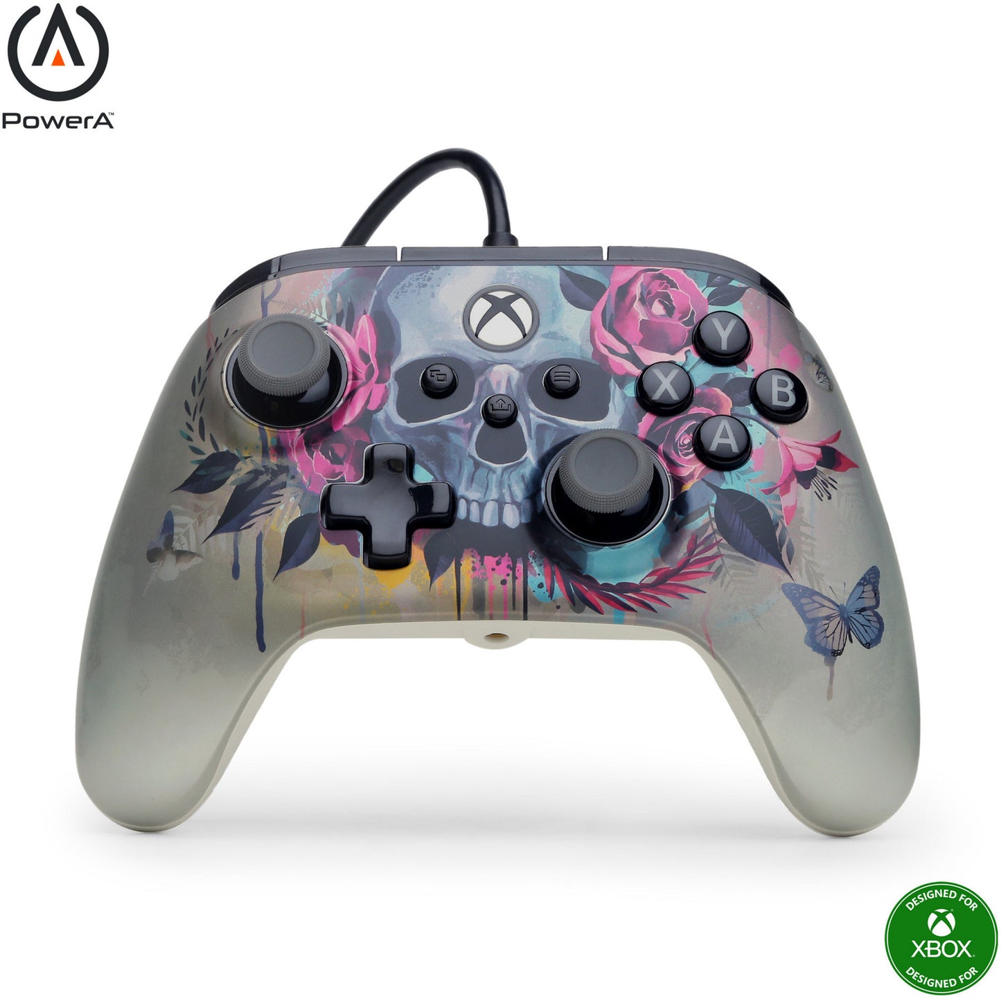 Powera Advantage Plus kabelgebundener Controller für Xbox Series X|s – Bloom Gloom (Silber, Xbox Series X|s, Xbox One, PC)