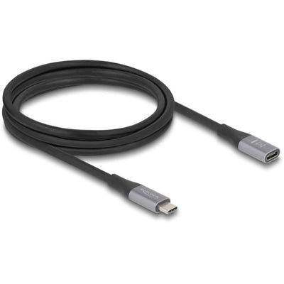 Delock USB-C Verlängerungskabel 40 Gbit/s, PD 3.1, 240 W, 2 Meter (schwarz grau)