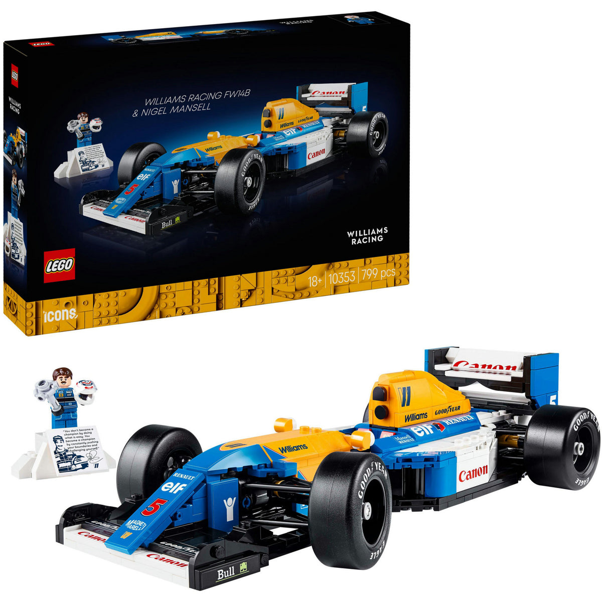 Lego -Ikonen 10353 Williams Racing FW14B und Nigel Mansell