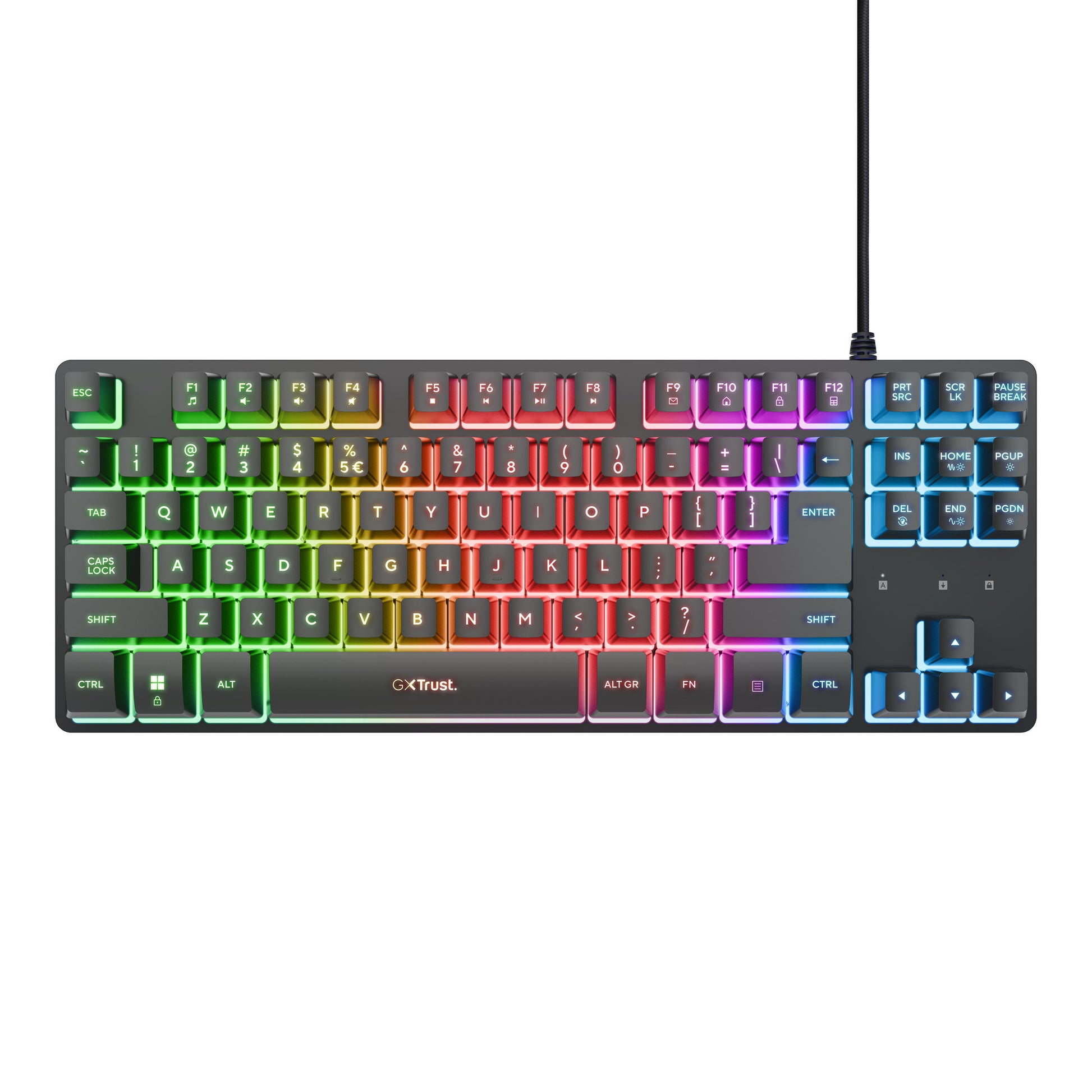 Trust GXT 833 Thado-Tastatur mit TKL-Beleuchtung, Gaming-Tastatur (schwarz, US-Layout, 80 % (TKL), RGB)