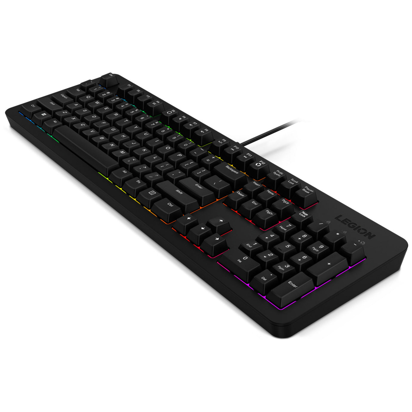 Lenovo Legion K310 RGB-Gaming-Tastatur (schwarz, US-Layout (QWERTY), Membran, 100 %, Membranschalter, RGB, USB)