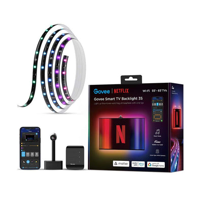 Govee Envisual Smart TV Hintergrundbeleuchtung 3s LED-Streifen (2,4 GHz WLAN, Bluetooth, für 55–65 Zoll Fernseher)
