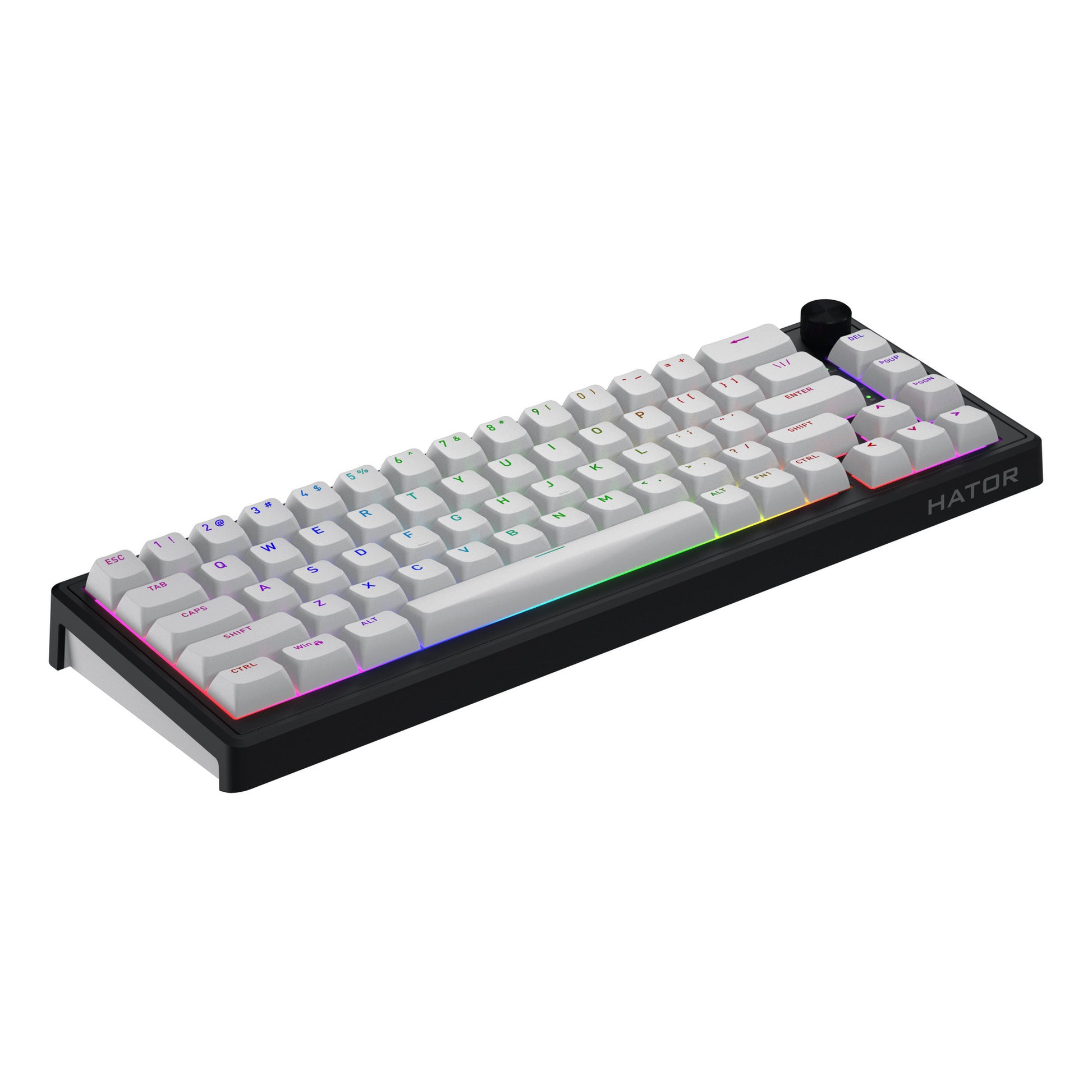 Hator Skyfall Wireless, Gaming-Tastatur (schwarz, US-Layout, Hator Aurum Sterling, 65 %, RGB, Double Shot ABS, Hot-Swap, 2,4 GHz Bluetooth USB-C)