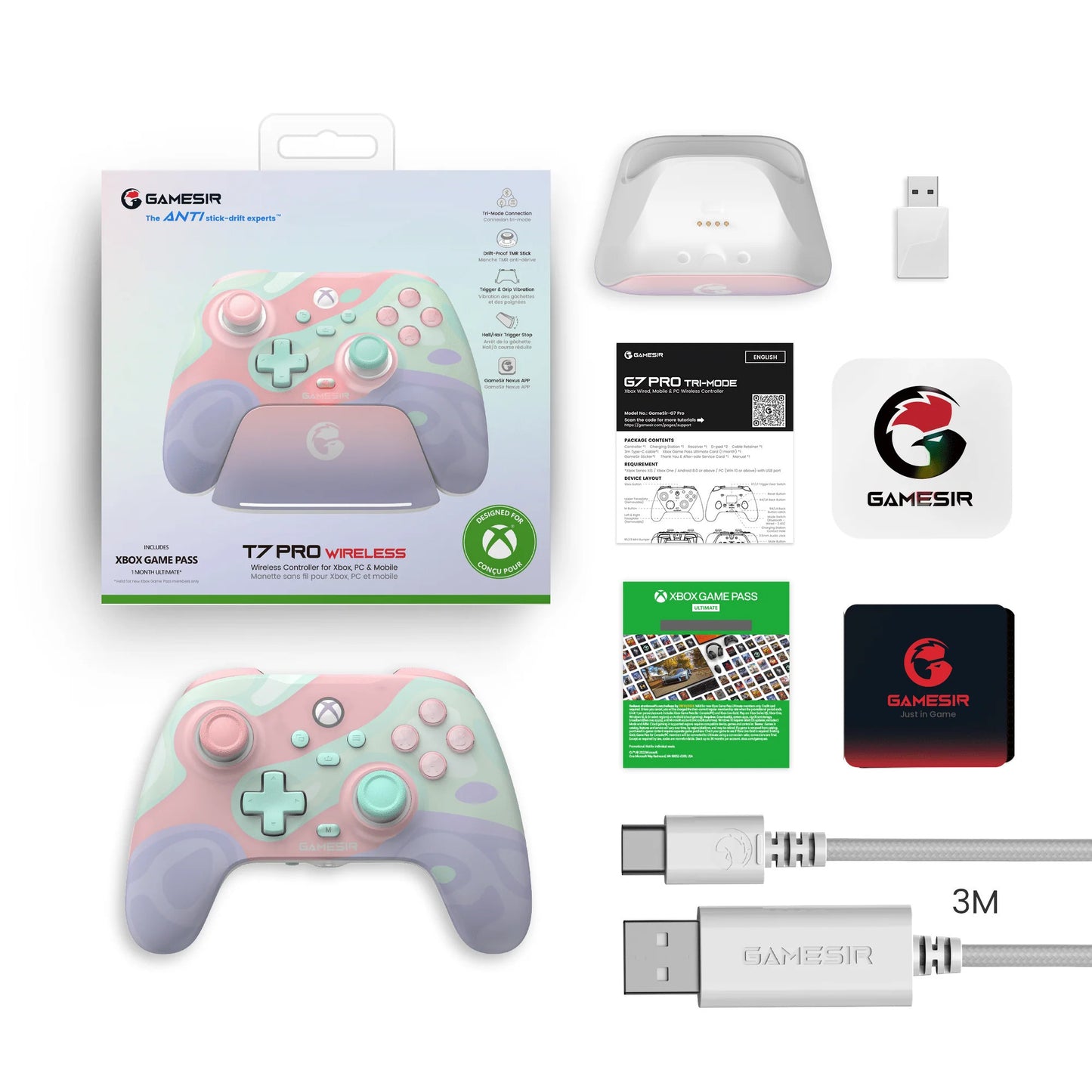 Gamesir G7 Pro Wireless Controller – Sugar Whirl (hellviolett, Xbox Series X|s, Xbox One, Android, PC, 2,4 GHz Bluetooth USB)