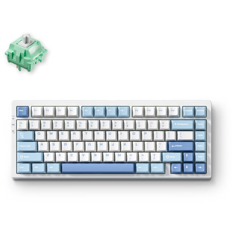 Mchose G75 Pro Tri-Mode-Dichtungsstruktur, mechanische Gaming-Tastatur (blau, US-Layout, KTT Cabbage Tofu V2, 75 %, RGB, Hot Swap, PBT Double-Shot, 2,4 GHz USB-C Bluetooth)