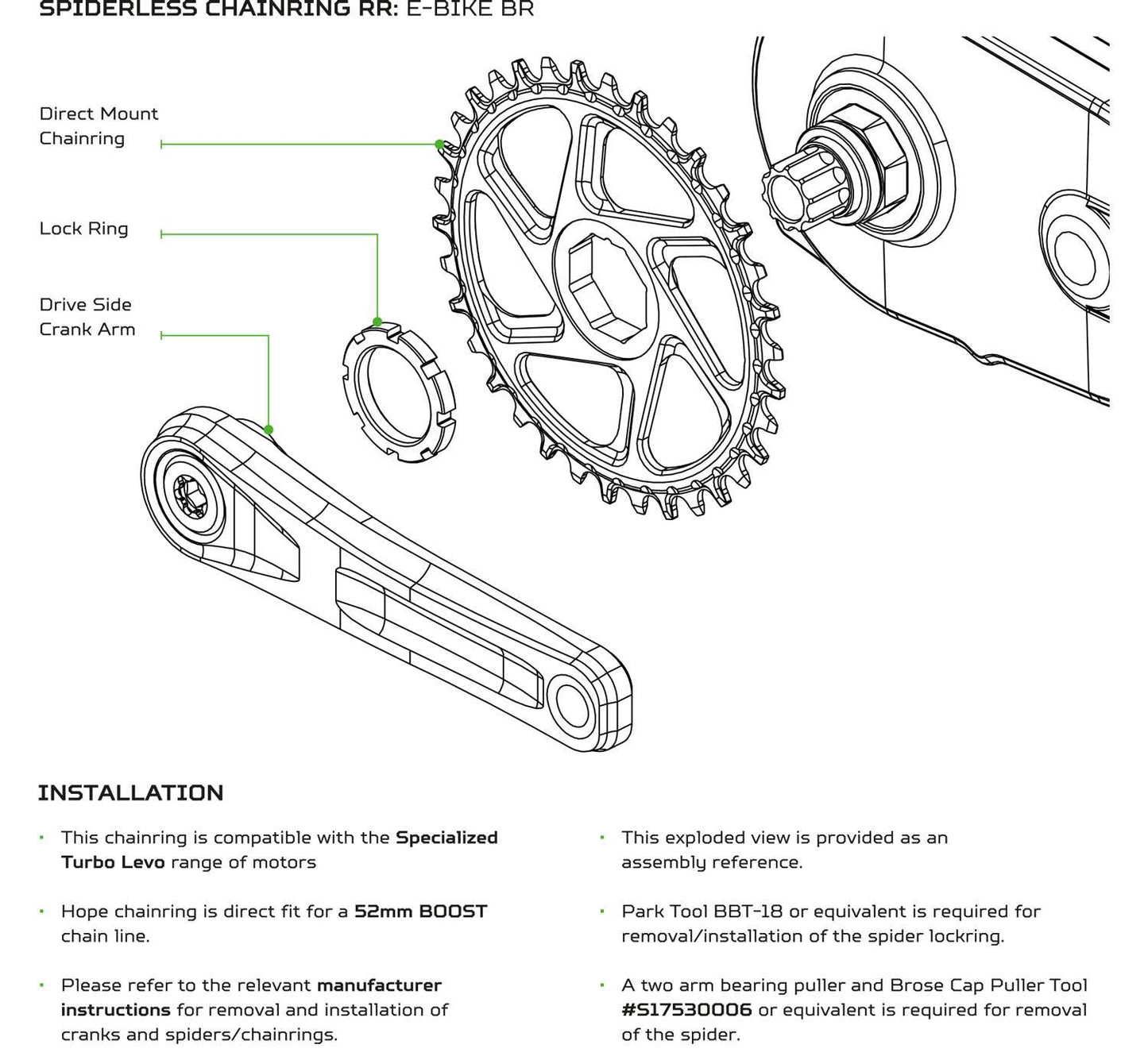 Hope R22 E-Bike-Kettenblatt Direktmontage Brose Specialized