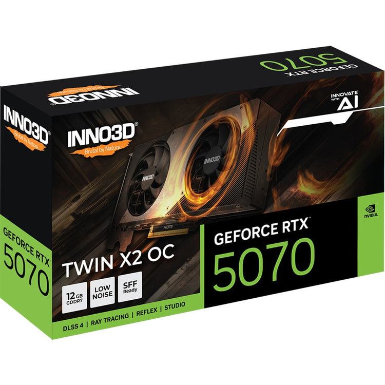 Inno3d N50702-12D7X-195064n Geforce RTX ™ 5070 TWIN X2 OC, ATX, 12 GB, GDDR7, 192-Bit, 672 GB S